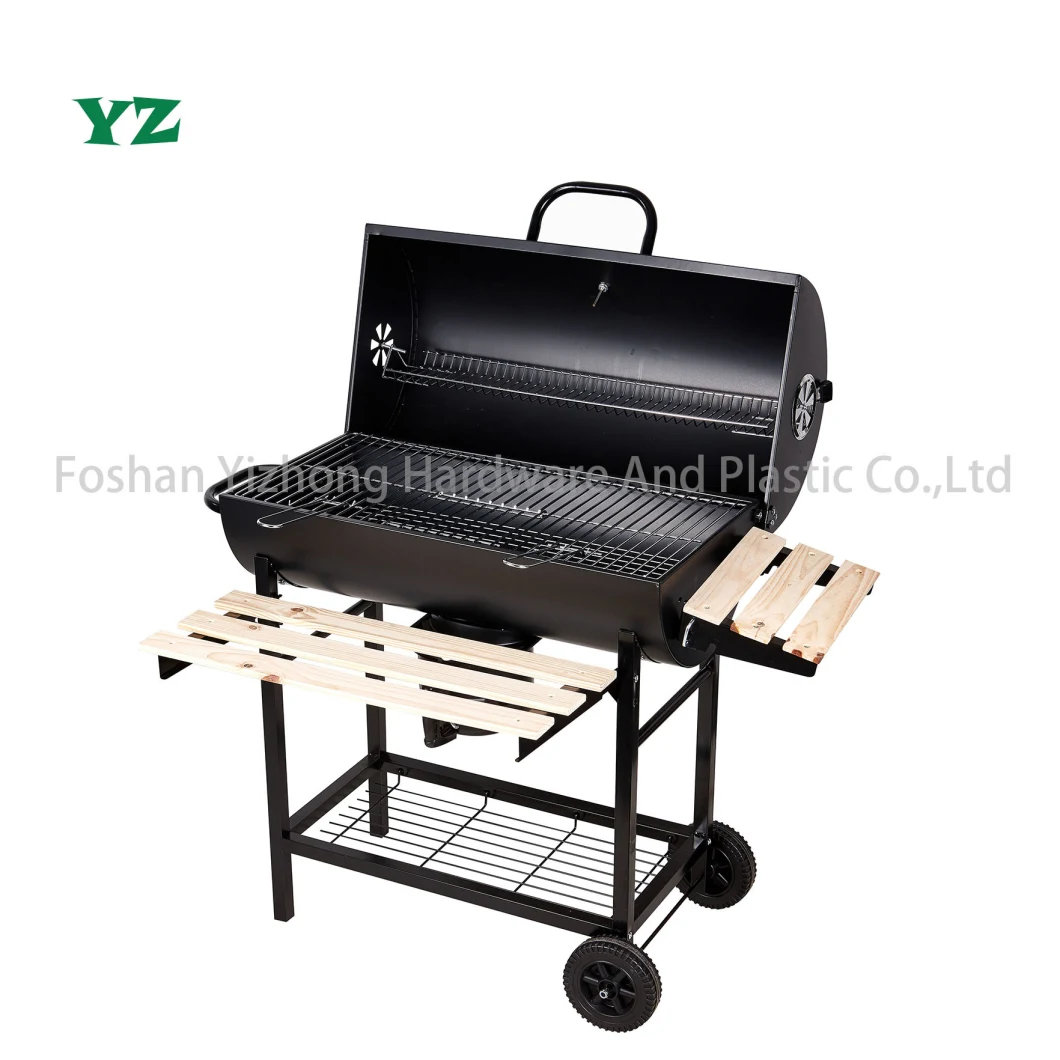 Wood Table Outdoor Backyard Portable Cooking Barbecue Charcoal Barrel BBQ Grill