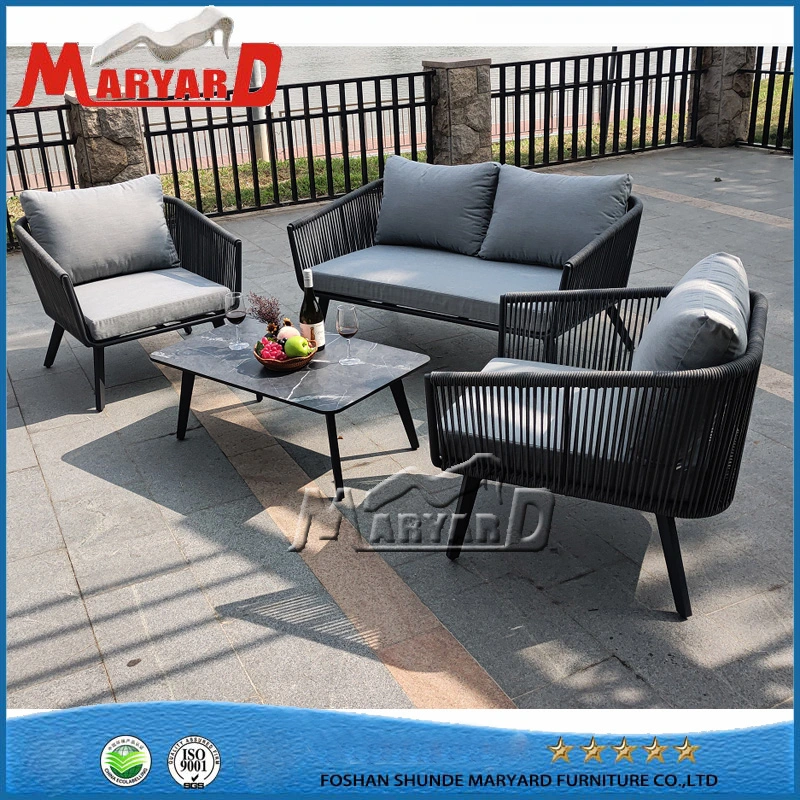 Luxury Hotel Garden Aluminum Rope Sofa Set Outdoor Furniture with Table