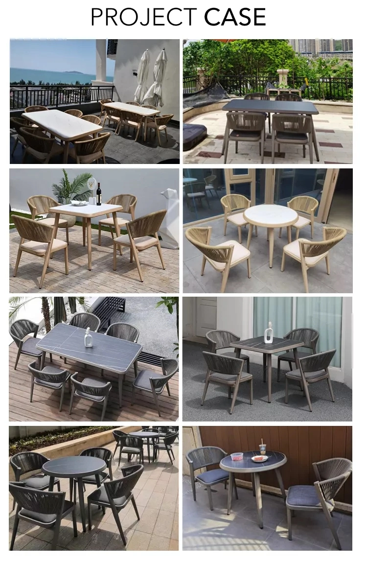 Aluminum Garden Patio Outdoor Furniture Rope Wicker Rattan Dining Chair and Table