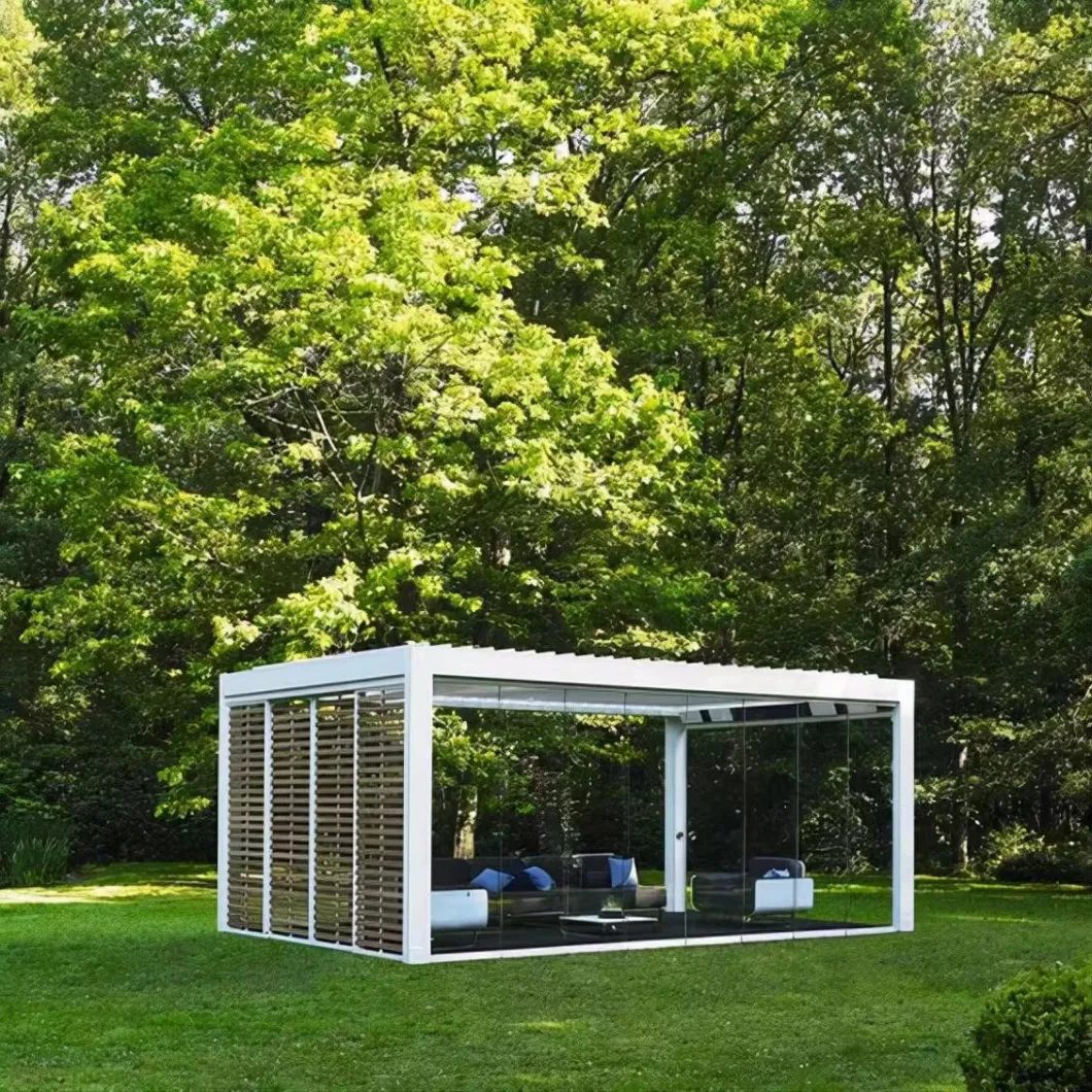 Motorized Garden Carport Party Outdoor Canopy Waterproof Bioclimatic Adjustable Louver Aluminum Pergola Patio Gazebo