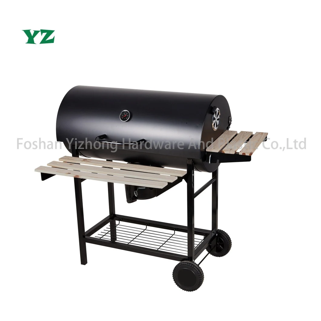 Wood Table Outdoor Backyard Portable Cooking Barbecue Charcoal Barrel BBQ Grill