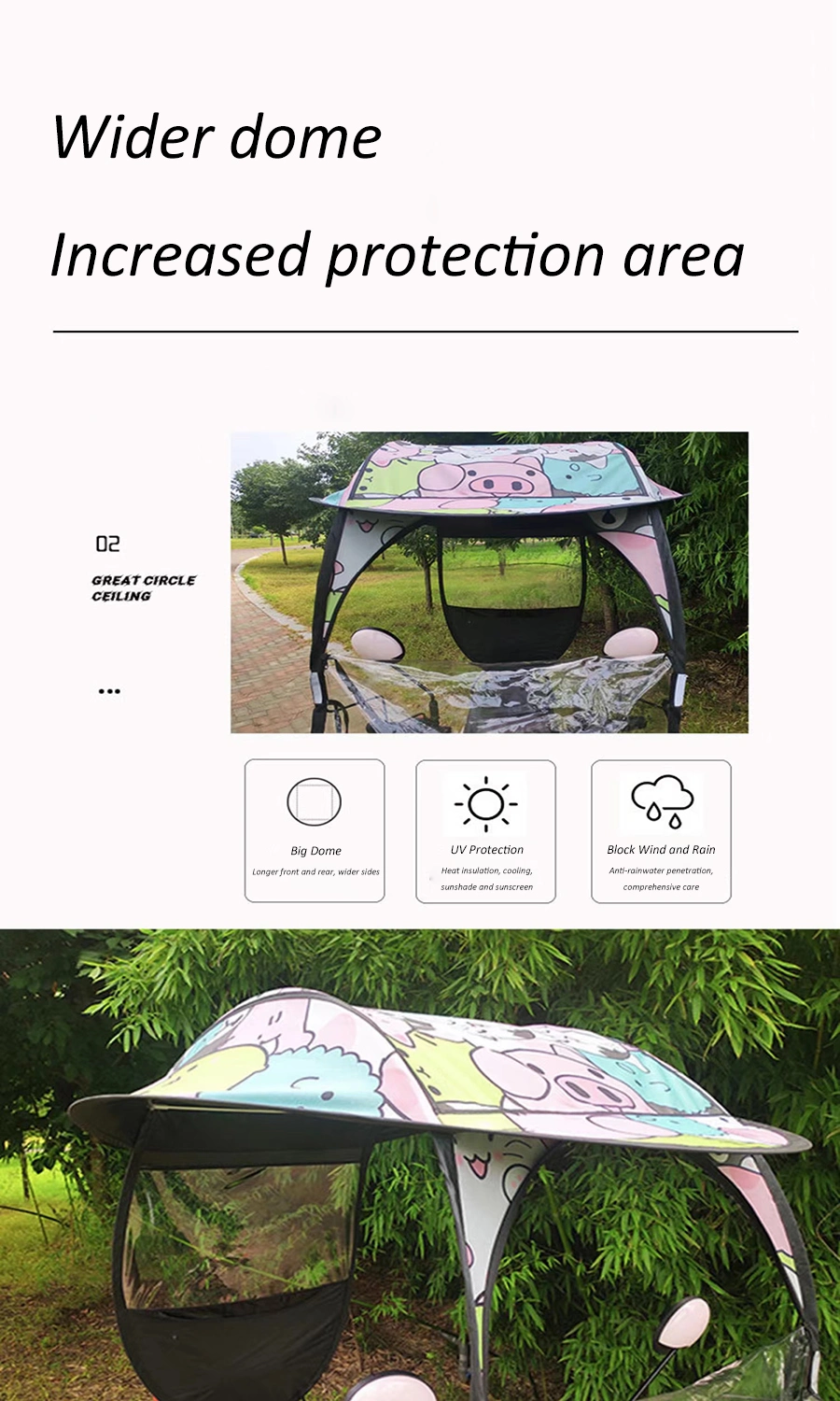 Newest Design Cheap Electric Scooter Rain Umbrella Sunshade Shelter for Electric Scooter Windproof Sunshade Motorcycle Umbrella Rain Low Price Bike Umbrella