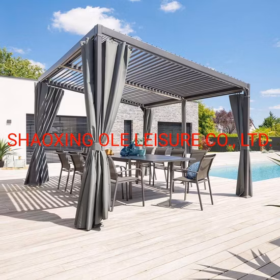 OEM/ODM Modern Furniture Hotel Tent Living Room Canopy Sun Shade Pavilion Bar Party Awning Restaurant Gazebo Outdoor Aluminum Pergola