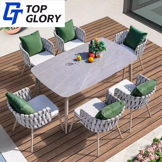 Luxury Hotel Garden Aluminum Rope Sofa Set Outdoor Furniture with Table