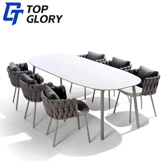 Luxury Hotel Garden Aluminum Rope Sofa Set Outdoor Furniture with Table