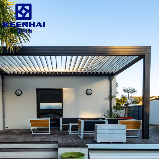 Electric Waterproof Opening Adjustable Electric Louvered Roof Awning Outdoor Automatic Backyard Gazebo Modern SPA Arches Motorized Bioclimatic House Pergola