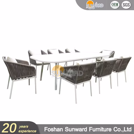 Aluminum Garden Patio Outdoor Furniture Rope Wicker Rattan Dining Chair and Table